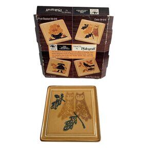 New Pfaltzgraff Stoneware Trivet Owls 7.5"x7.5" Vintage Boxed USA Farmhouse